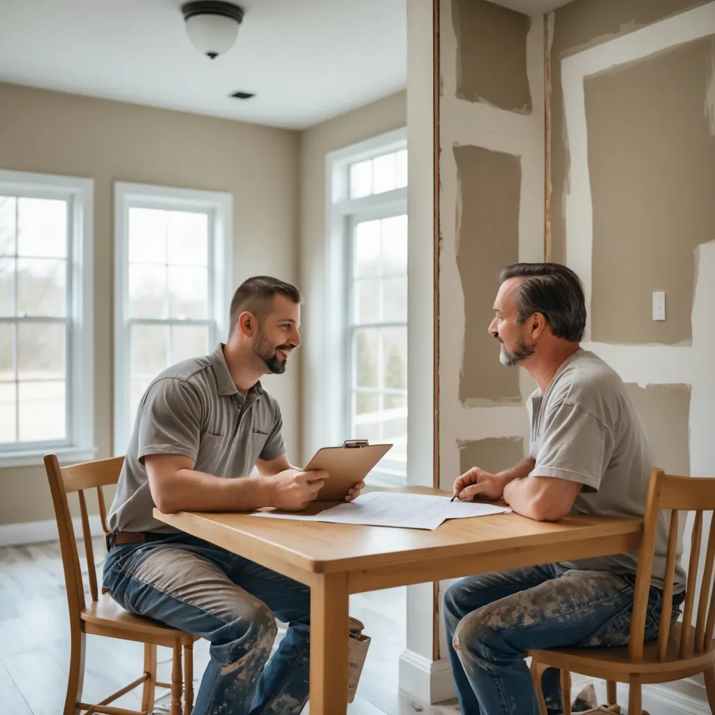 Wilkes-Barre Drywall contractor reviewing drywall repair and installation questions with a homeowner in Wilkes-Barre, PA.